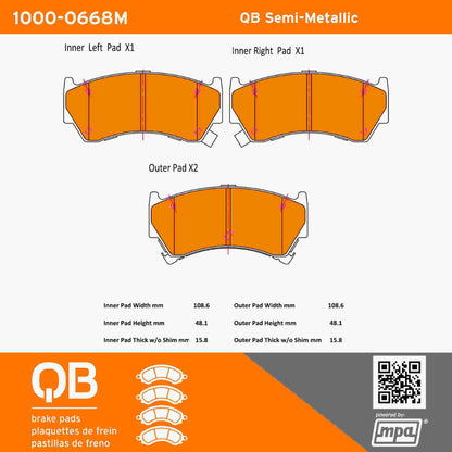 Quality-Built QB Semi-Metallic Brake Pads 1000-0668M