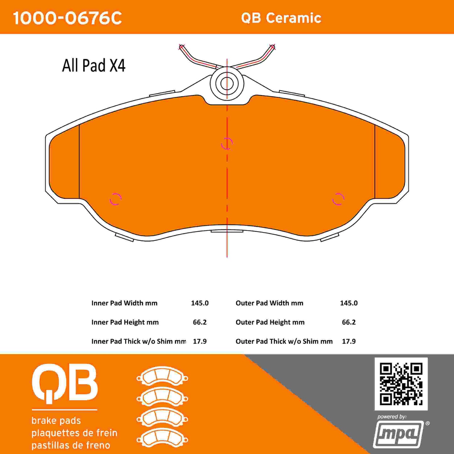 Quality-Built QB Ceramic Brake Pads 1000-0676C