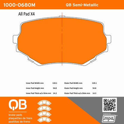 Quality-Built QB Semi-Metallic Brake Pads 1000-0680M