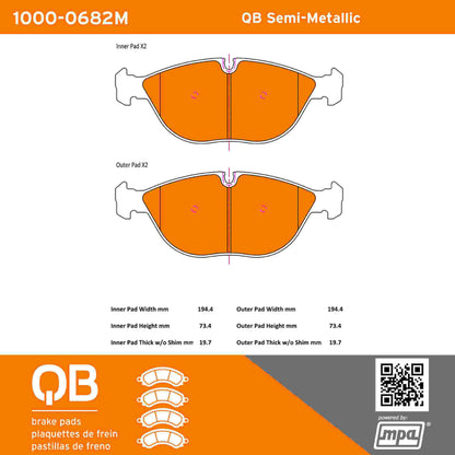 Quality-Built QB Semi-Metallic Brake Pads 1000-0682M