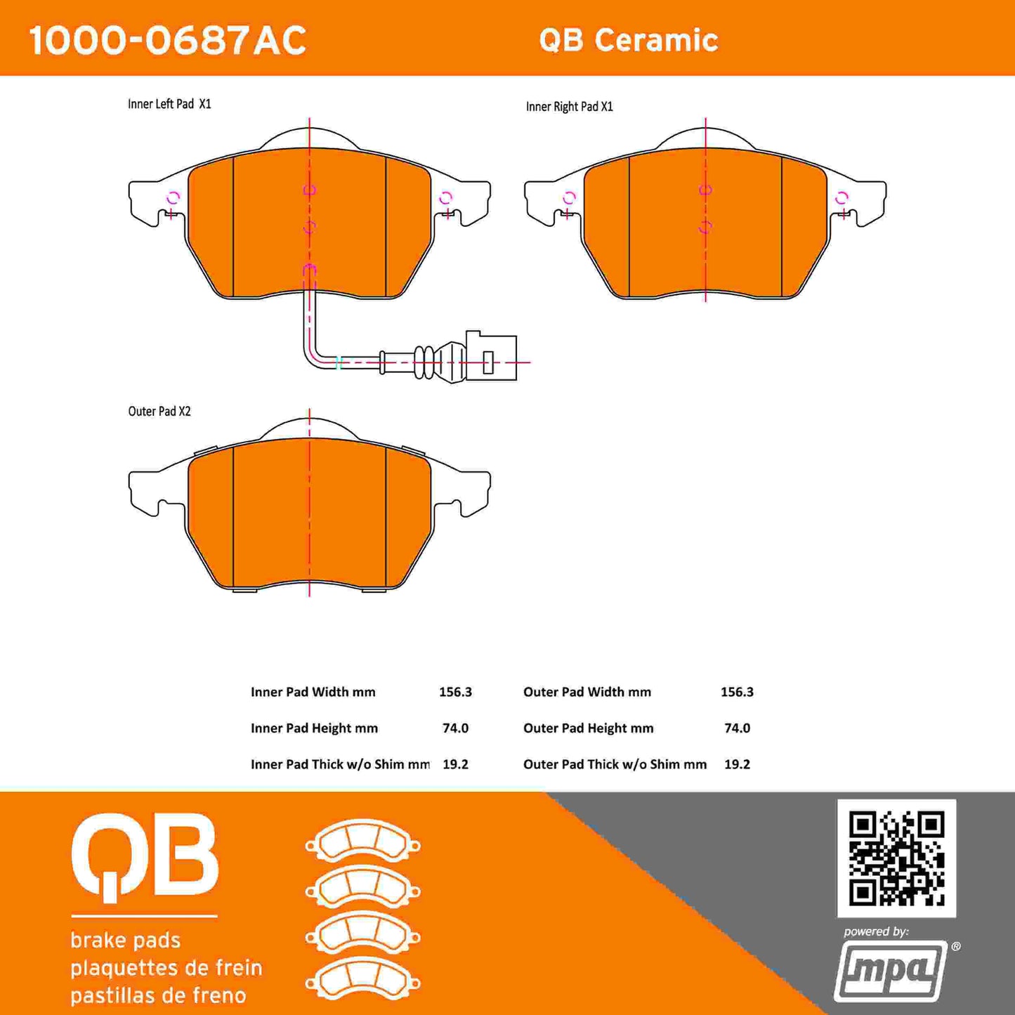 Quality-Built QB Ceramic Brake Pads 1000-0687AC