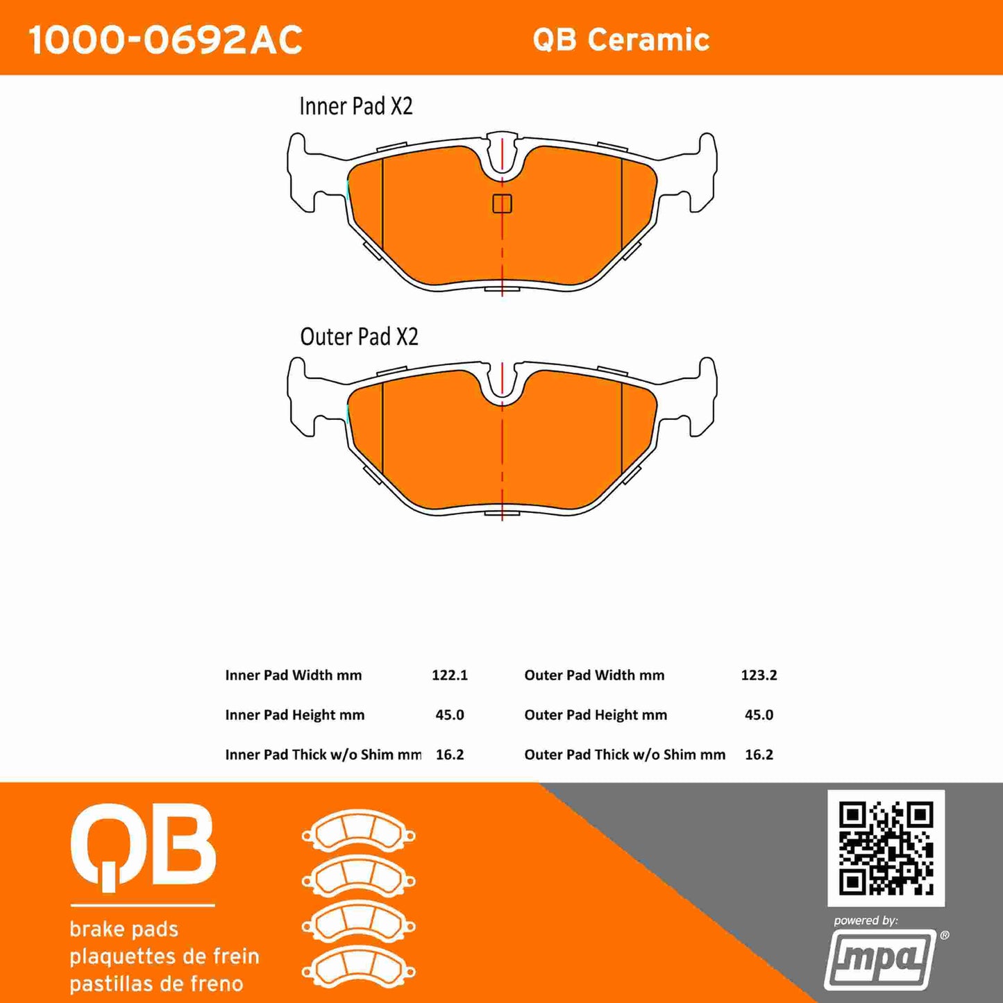 Quality-Built QB Ceramic Brake Pads 1000-0692AC