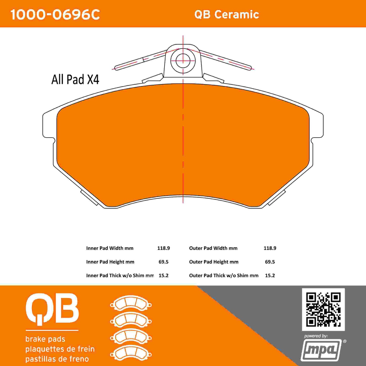Quality-Built QB Ceramic Brake Pads 1000-0696C