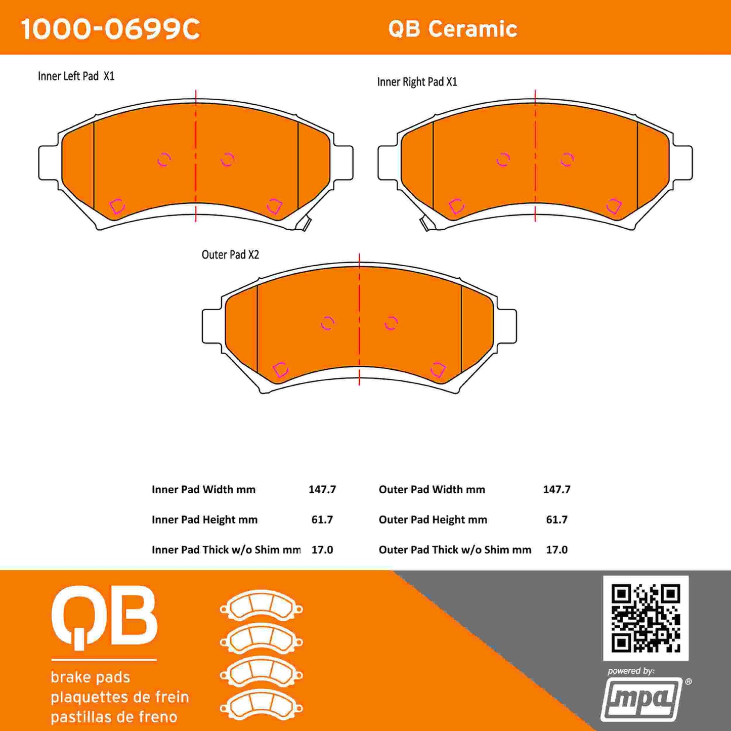 Quality-Built QB Ceramic Brake Pads 1000-0699C