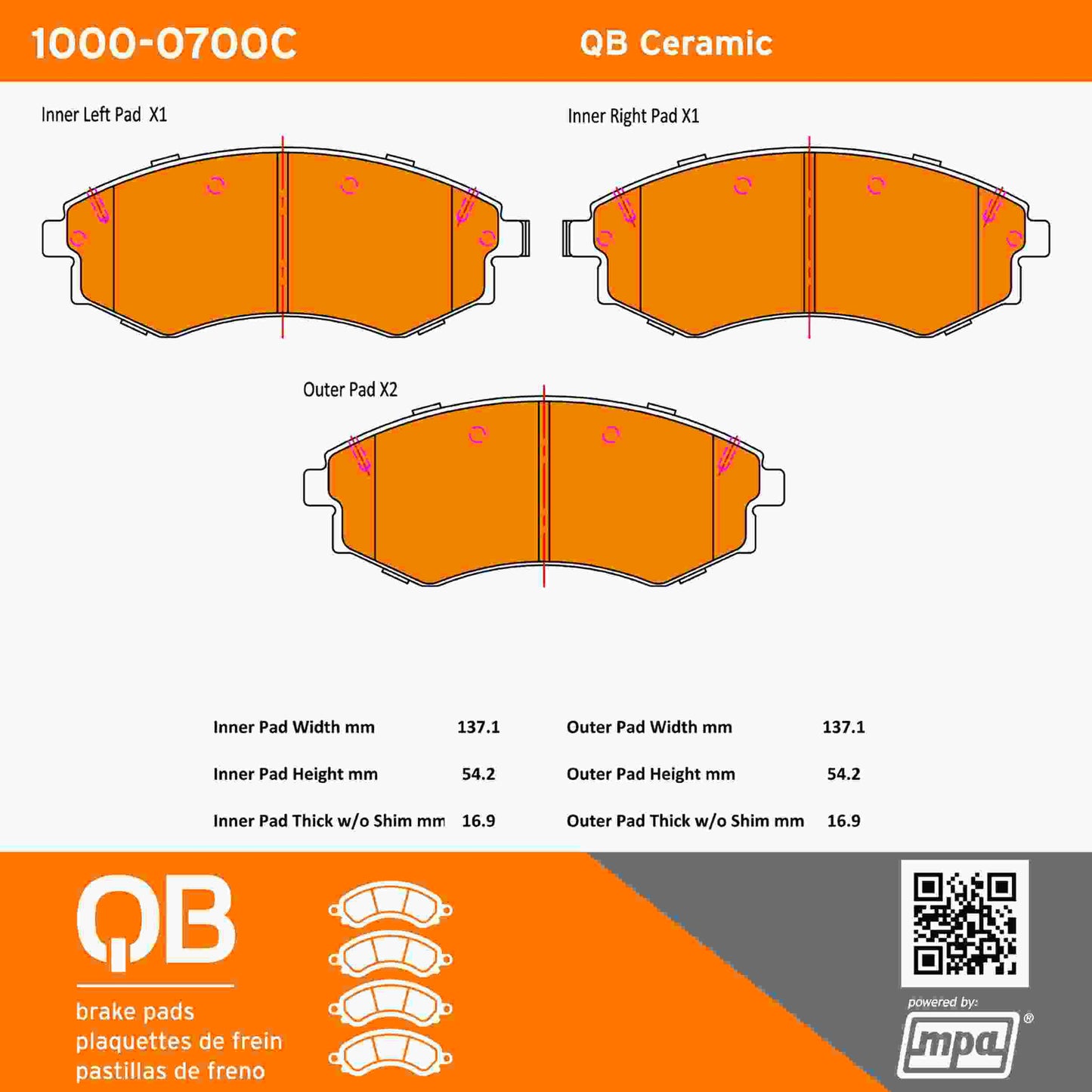 Quality-Built QB Ceramic Brake Pads 1000-0700C