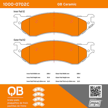 Quality-Built QB Ceramic Brake Pads 1000-0702C