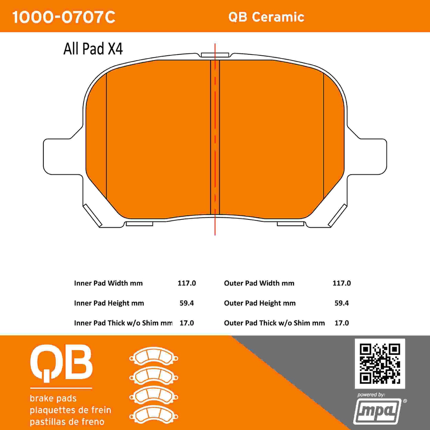 Quality-Built QB Ceramic Brake Pads 1000-0707C
