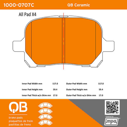 Quality-Built QB Ceramic Brake Pads 1000-0707C
