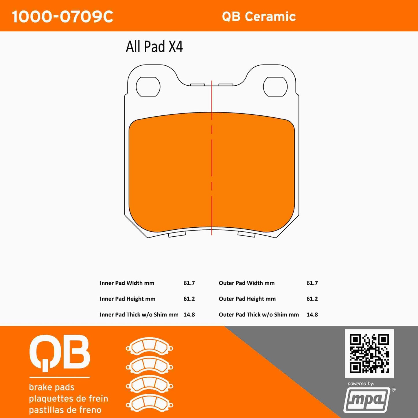 Quality-Built QB Ceramic Brake Pads 1000-0709C