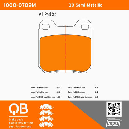 Quality-Built QB Semi-Metallic Brake Pads 1000-0709M