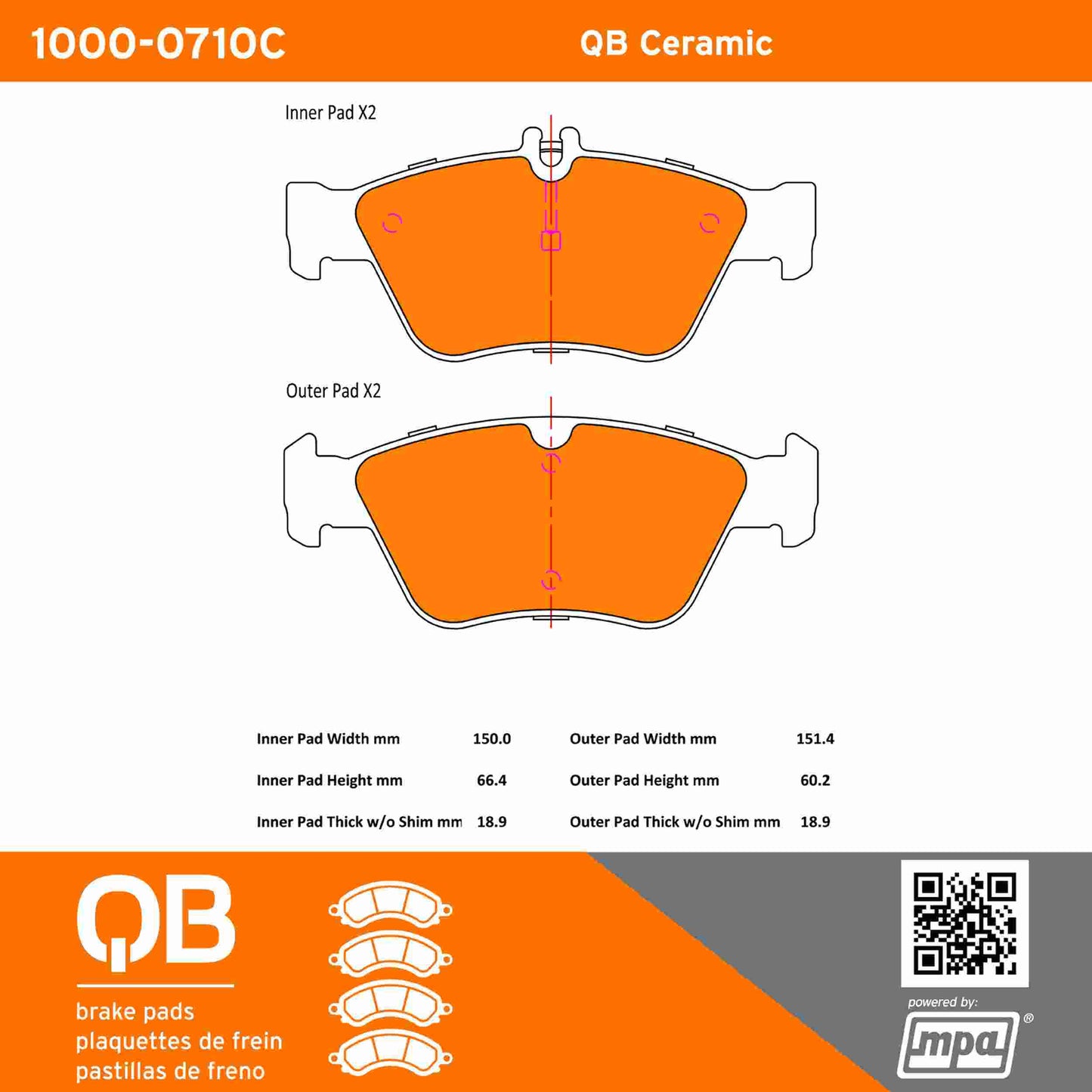 Quality-Built QB Ceramic Brake Pads 1000-0710C