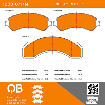 Quality-Built QB Semi-Metallic Brake Pads 1000-0717M