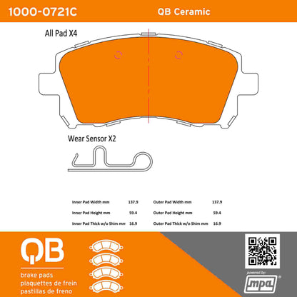 Quality-Built QB Ceramic Brake Pads 1000-0721C