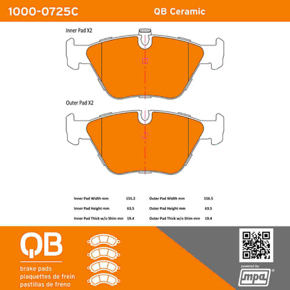 Quality-Built QB Ceramic Brake Pads 1000-0725C