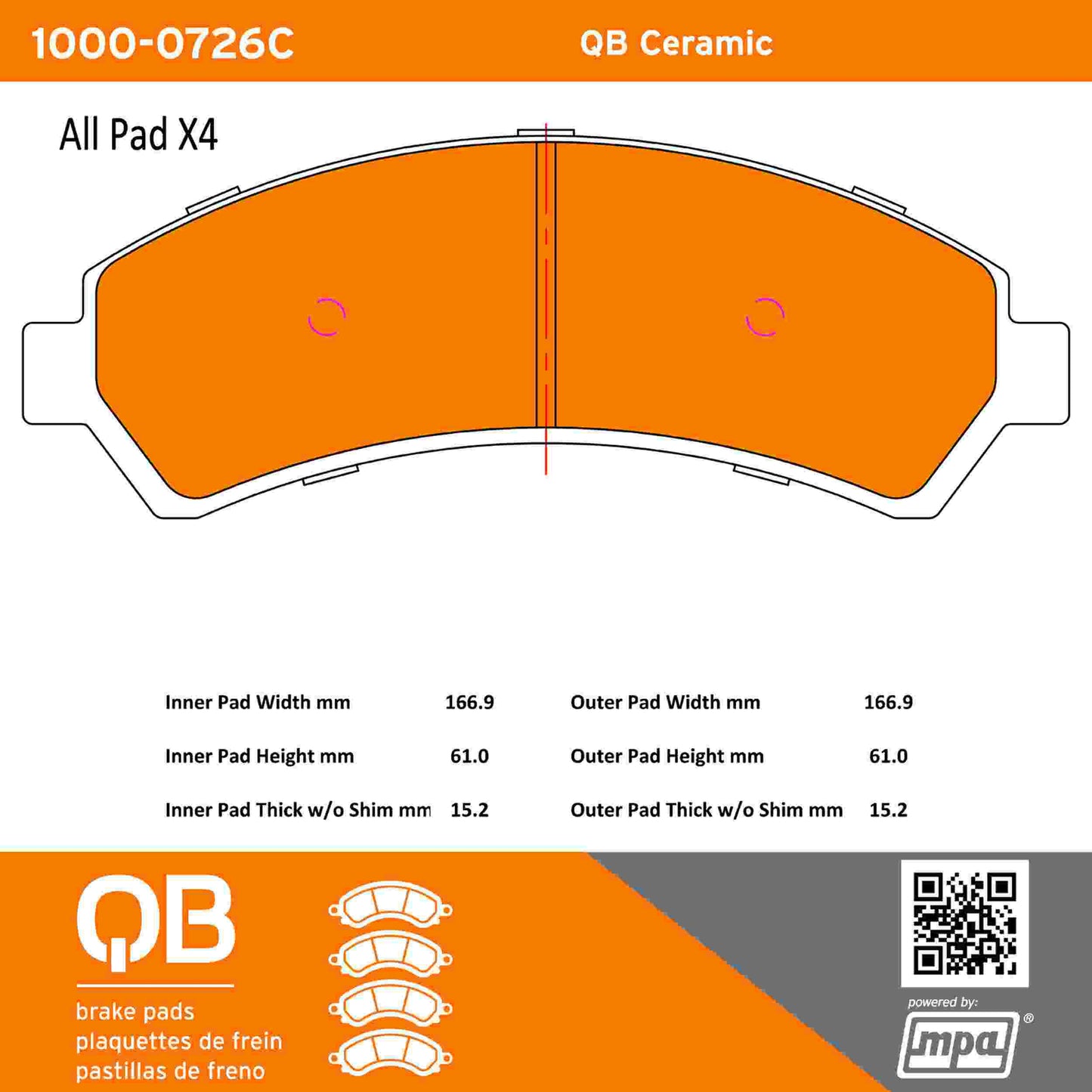 Quality-Built QB Ceramic Brake Pads 1000-0726C