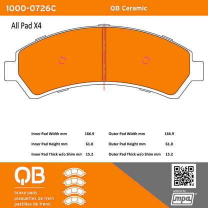 Quality-Built QB Ceramic Brake Pads 1000-0726C