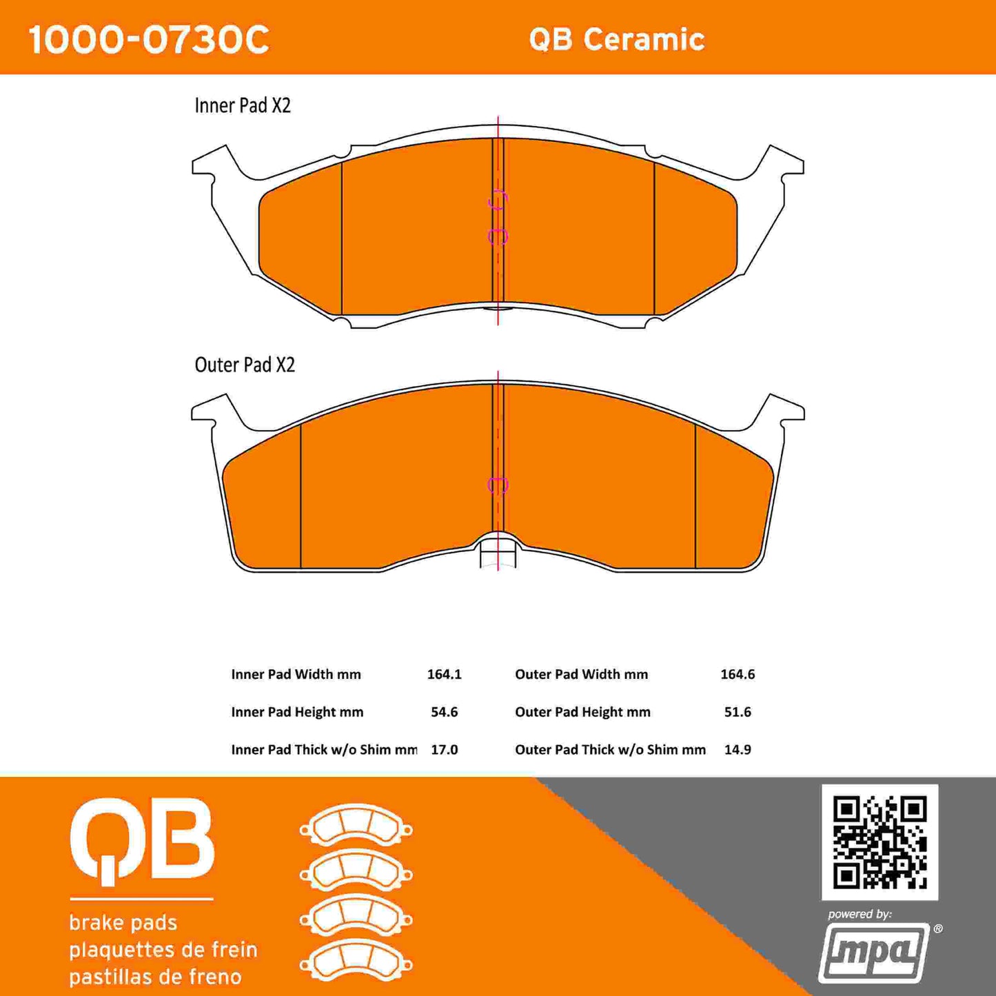 Quality-Built QB Ceramic Brake Pads 1000-0730C
