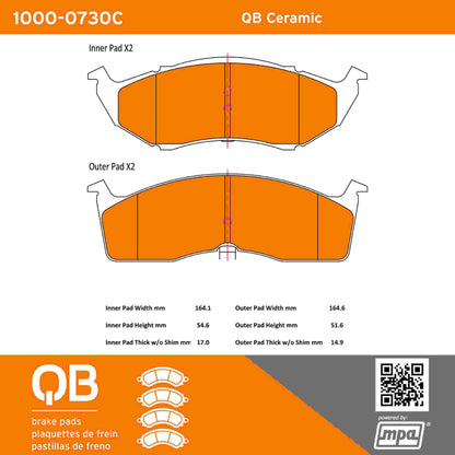 Quality-Built QB Ceramic Brake Pads 1000-0730C