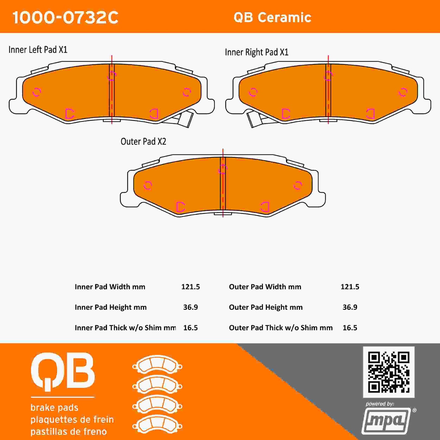 Quality-Built QB Ceramic Brake Pads 1000-0732C