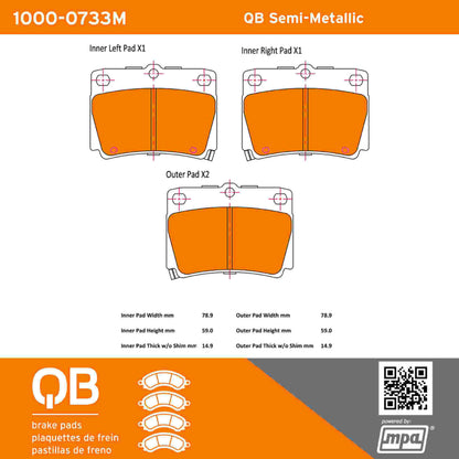 Quality-Built QB Semi-Metallic Brake Pads 1000-0733M