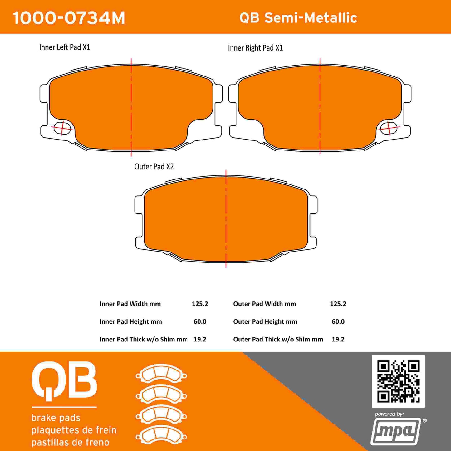 Quality-Built QB Semi-Metallic Brake Pads 1000-0734M