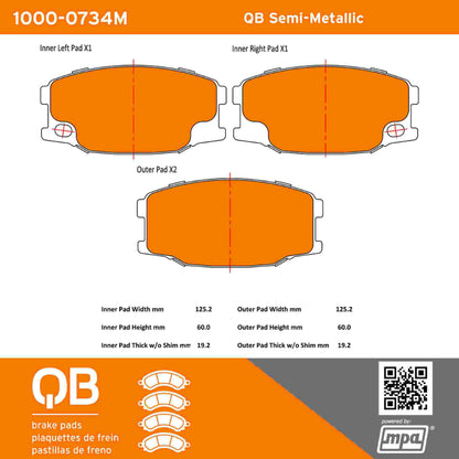 Quality-Built QB Semi-Metallic Brake Pads 1000-0734M