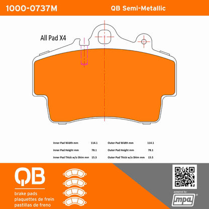 Quality-Built QB Semi-Metallic Brake Pads 1000-0737M