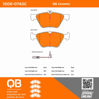 Quality-Built QB Ceramic Brake Pads 1000-0740C