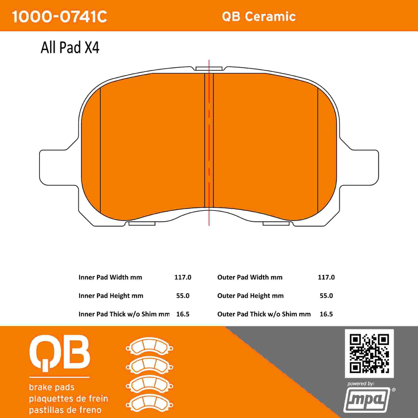 Quality-Built QB Ceramic Brake Pads 1000-0741C