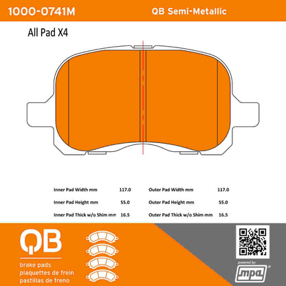 Quality-Built QB Semi-Metallic Brake Pads 1000-0741M