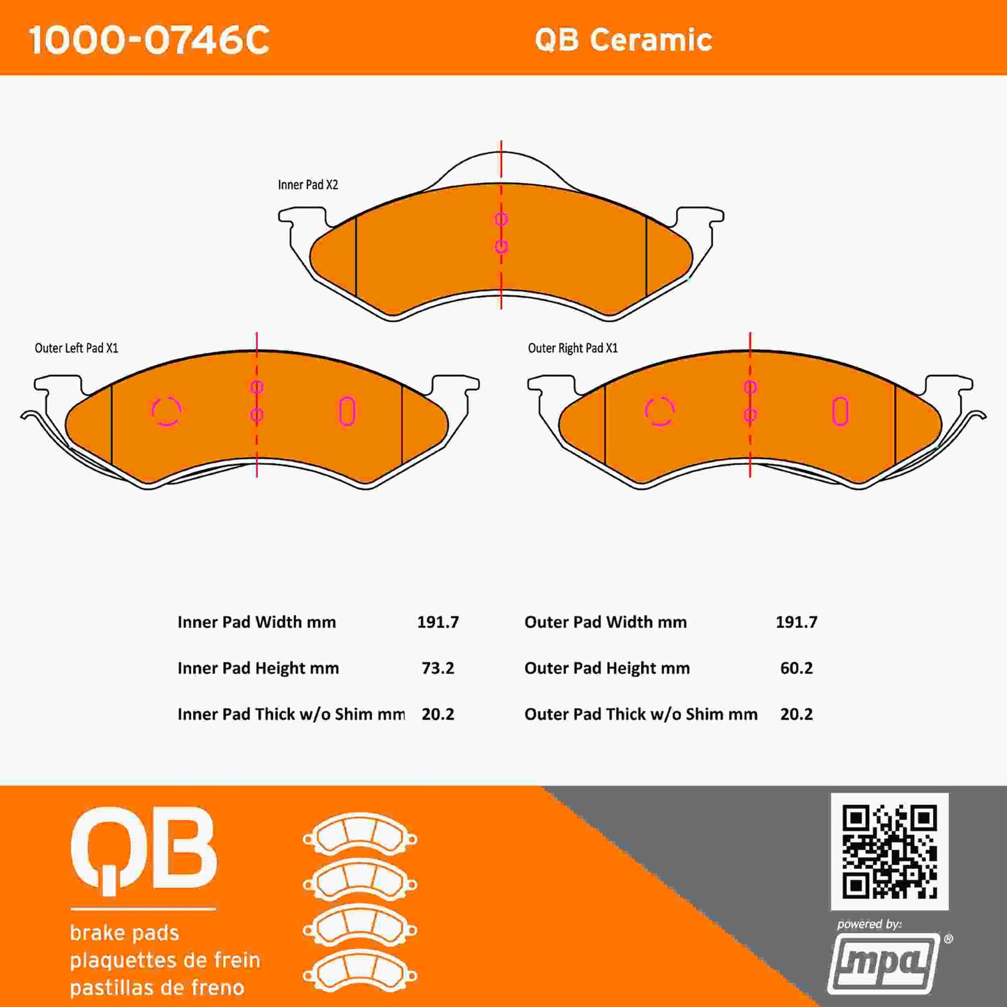 Quality-Built QB Ceramic Brake Pads 1000-0746C