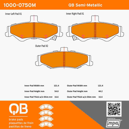 Quality-Built QB Semi-Metallic Brake Pads 1000-0750M
