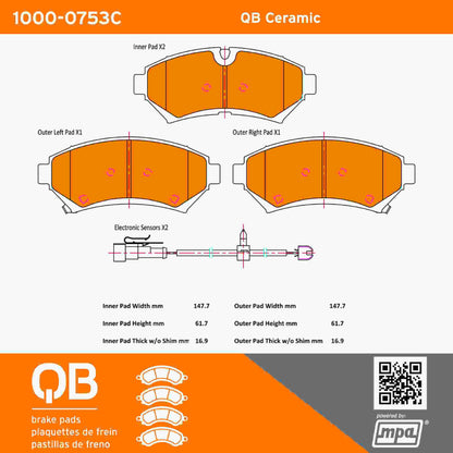 Quality-Built QB Ceramic Brake Pads 1000-0753C