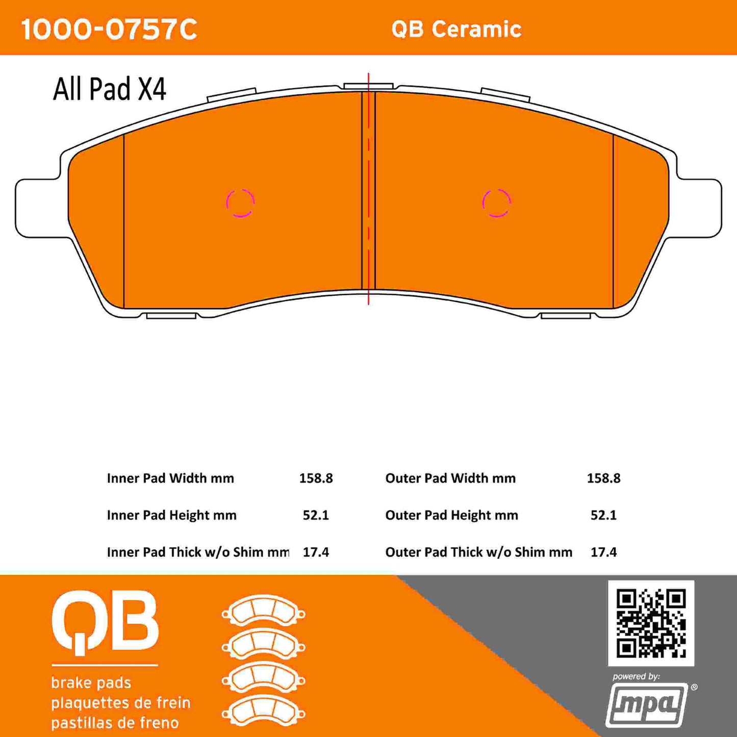 Quality-Built QB Ceramic Brake Pads 1000-0757C