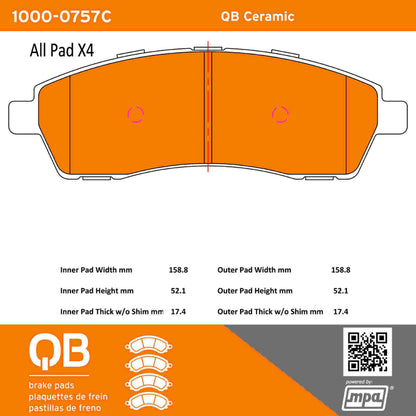 Quality-Built QB Ceramic Brake Pads 1000-0757C