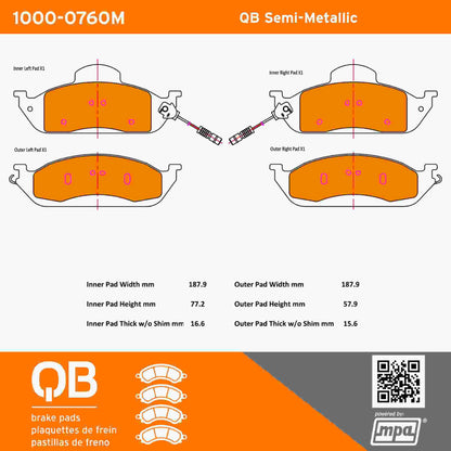 Quality-Built QB Semi-Metallic Brake Pads 1000-0760M