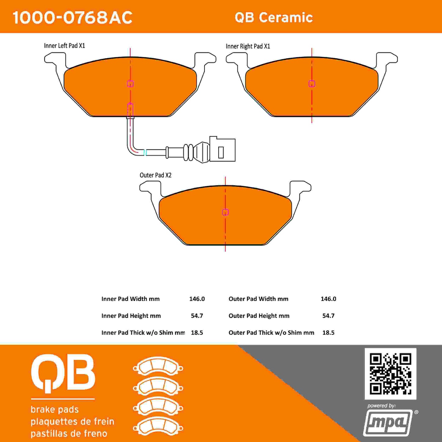 Quality-Built QB Ceramic Brake Pads 1000-0768AC