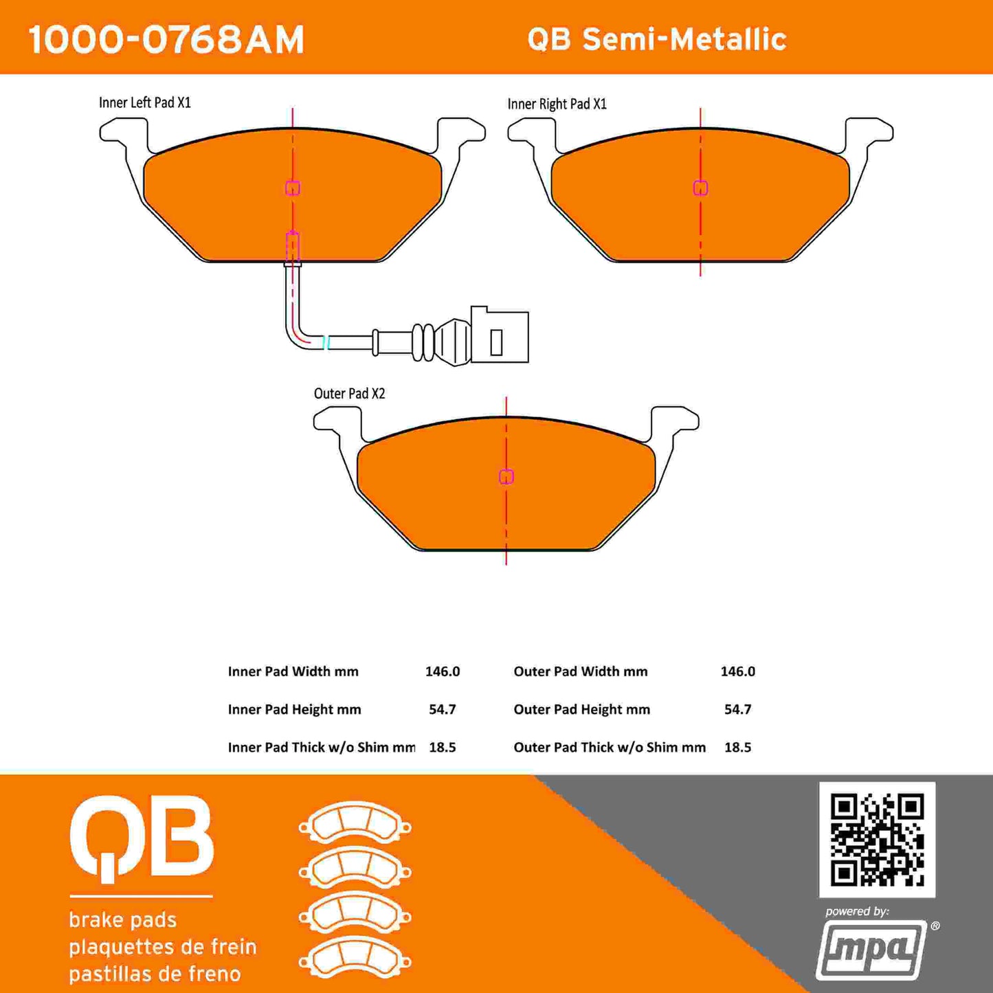 Quality-Built QB Semi-Metallic Brake Pads 1000-0768AM