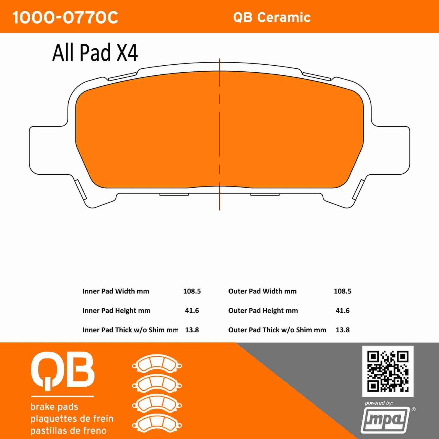 Quality-Built QB Ceramic Brake Pads 1000-0770C