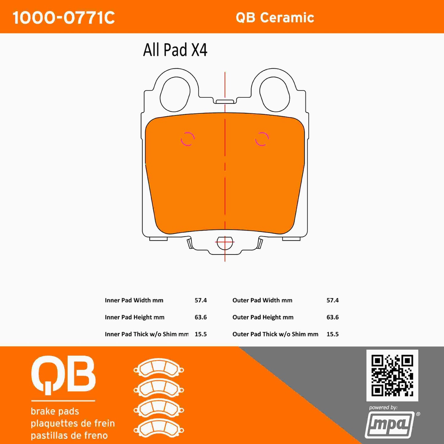 Quality-Built QB Ceramic Brake Pads 1000-0771C