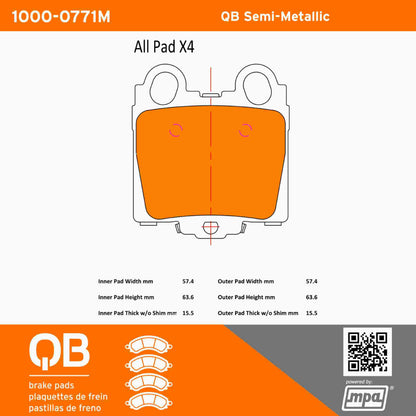 Quality-Built QB Semi-Metallic Brake Pads 1000-0771M
