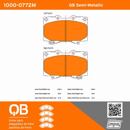 Quality-Built QB Semi-Metallic Brake Pads 1000-0772M
