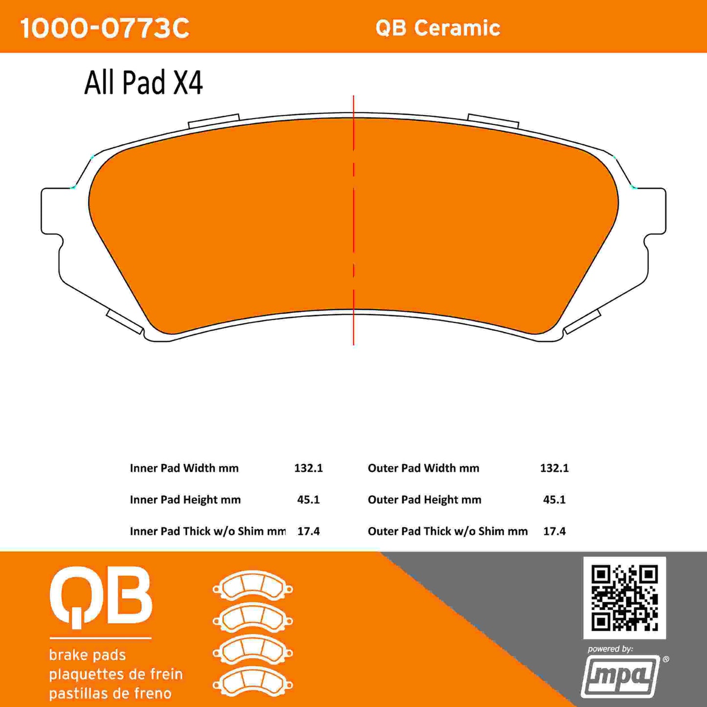 Quality-Built QB Ceramic Brake Pads 1000-0773C