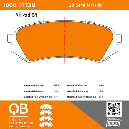 Quality-Built QB Semi-Metallic Brake Pads 1000-0773M