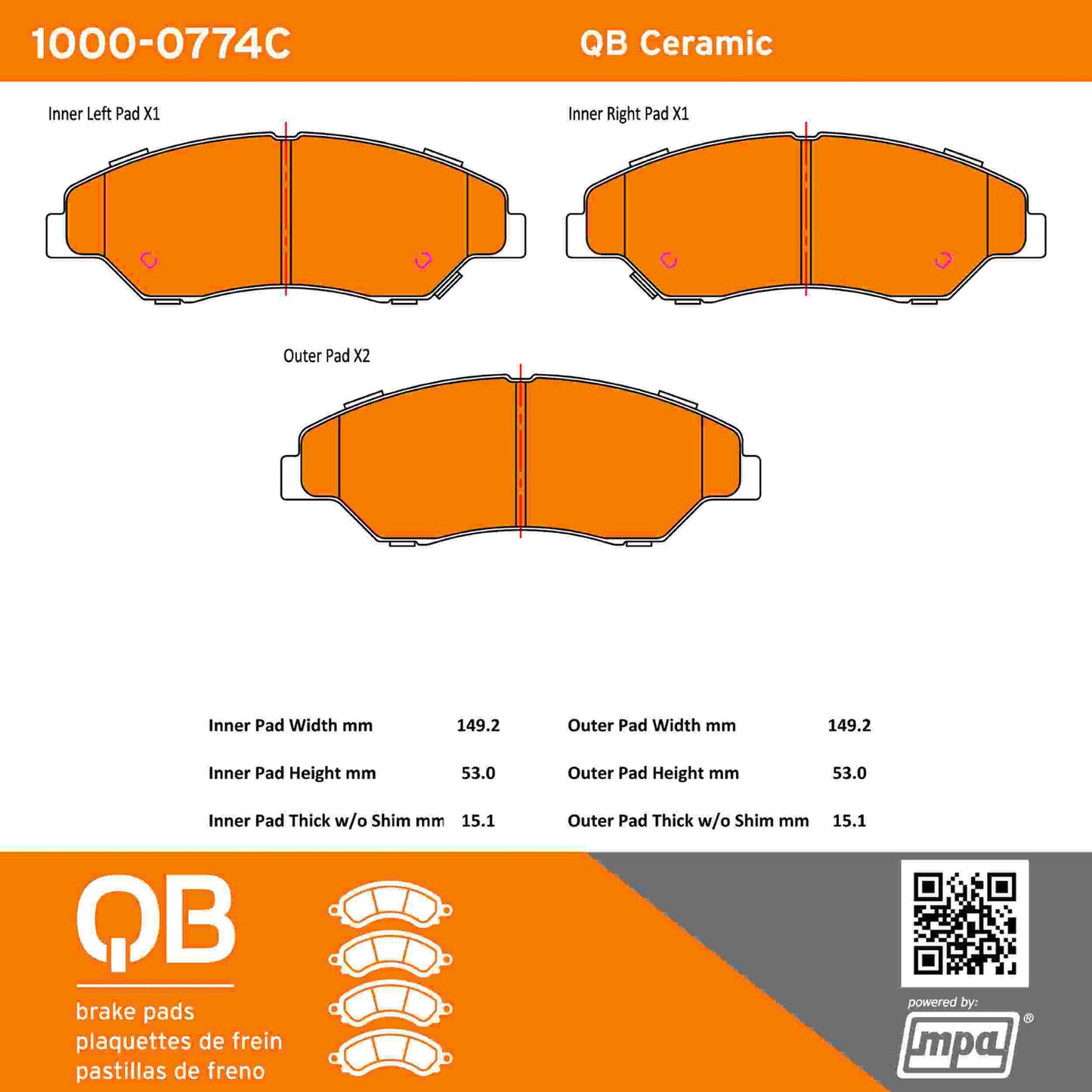 Quality-Built QB Ceramic Brake Pads 1000-0774C