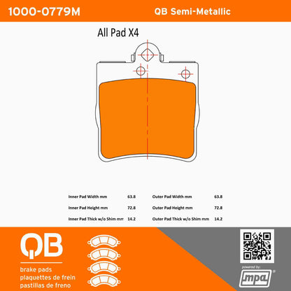 Quality-Built QB Semi-Metallic Brake Pads 1000-0779M
