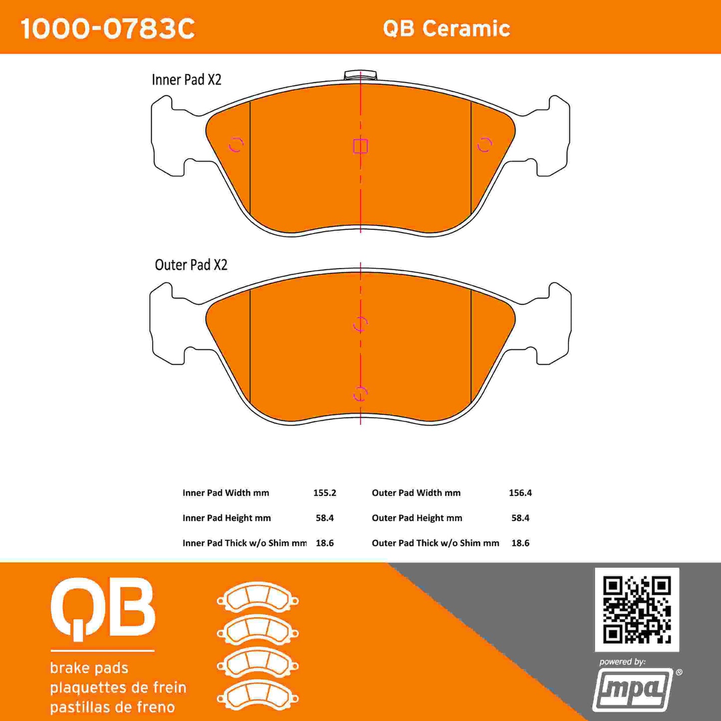 Quality-Built QB Ceramic Brake Pads 1000-0783C