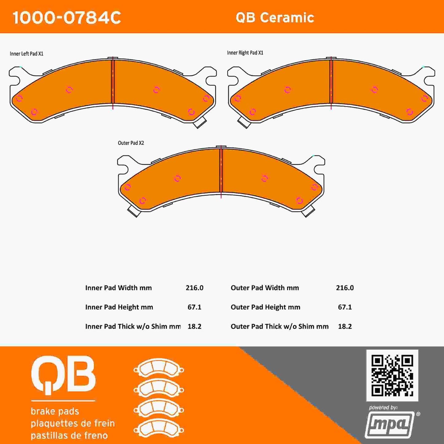 Quality-Built QB Ceramic Brake Pads 1000-0784C