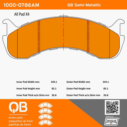 Quality-Built QB Semi-Metallic Brake Pads 1000-0786AM