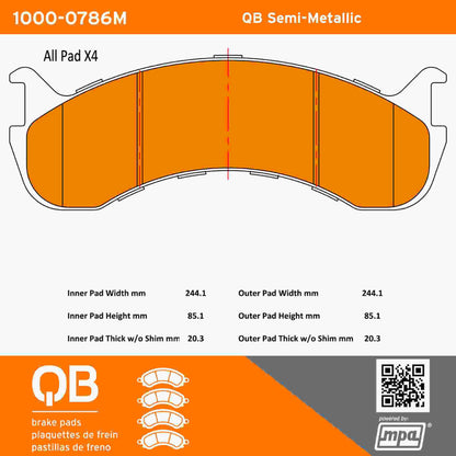 Quality-Built QB Semi-Metallic Brake Pads 1000-0786M